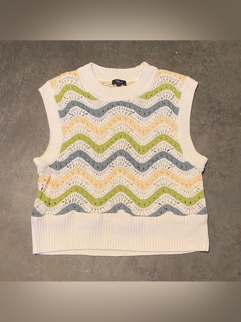 Rails Sz Small Mabel Sweater Vest Crochet Stripe Cotton Blend - Picture 3 of 5